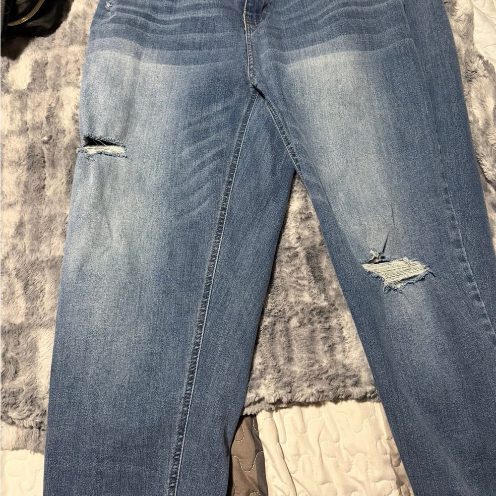 No Boundaries Blue Distressed Boyfriend Jeans